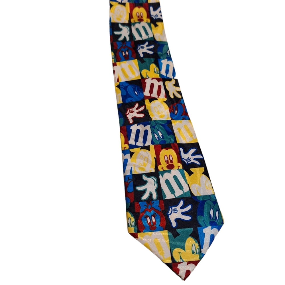Vintage Men's Classic Mickey & Minnie Mouse Gold City Handmade 100% Silk Tie GUC